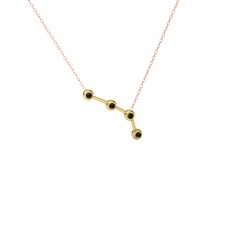Aries Kolye - Dumanlı kuvars 8 ayar altın kolye (40 cm rose altın rolo zincir) #1at9p4w