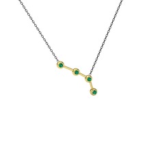 Aries Kolye - Yeşil kuvars 8 ayar altın kolye (40 cm gümüş rolo zincir) #1l71xb5