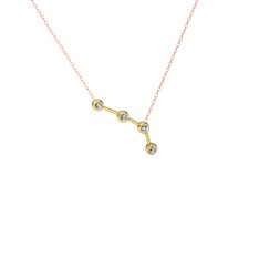 Aries Kolye - Pırlanta 925 ayar altın kaplama gümüş kolye (0.144 karat, 40 cm rose altın rolo zincir) #1t0qbzi