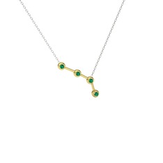 Aries Kolye - Yeşil kuvars 14 ayar altın kolye (40 cm beyaz altın rolo zincir) #1uumkpo