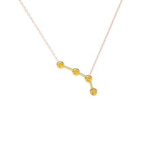 Aries Kolye - Sitrin 925 ayar altın kaplama gümüş kolye (40 cm rose altın rolo zincir) #1vp01ru