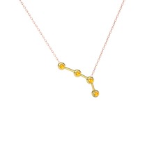 Sitrin 925 ayar altın kaplama gümüş kolye (40 cm rose altın rolo zincir)