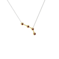 Aries Kolye - Rodolit garnet 18 ayar altın kolye (40 cm beyaz altın rolo zincir) #5ls9h