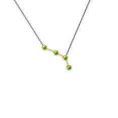 Peridot 14 ayar altın kolye (40 cm gümüş rolo zincir)