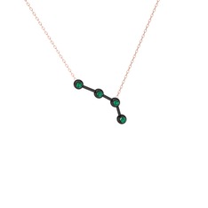 Aries Kolye - Yeşil kuvars 925 ayar siyah rodyum kaplama gümüş kolye (40 cm rose altın rolo zincir) #ldy60z