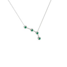 Aries Kolye - Yeşil kuvars 925 ayar gümüş kolye (40 cm beyaz altın rolo zincir) #s2s5e0