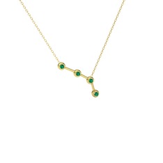 Aries Kolye - Yeşil kuvars 14 ayar altın kolye (40 cm altın rolo zincir) #sn93o4