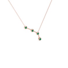 Aries Kolye - Yeşil kuvars 925 ayar rose altın kaplama gümüş kolye (40 cm gümüş rolo zincir) #st6pz