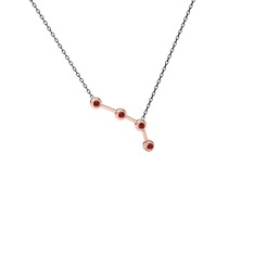 Garnet 8 ayar rose altın kolye (40 cm gümüş rolo zincir)