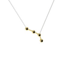 Aries Kolye - Siyah zirkon 14 ayar altın kolye (40 cm beyaz altın rolo zincir) #wny36n