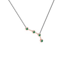 Aries Kolye - Yeşil kuvars 925 ayar rose altın kaplama gümüş kolye (40 cm gümüş rolo zincir) #wpmmdt