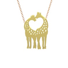 Kalpli Zürafa Kolye - 8 ayar altın kolye (40 cm rose altın rolo zincir) #1br19fu
