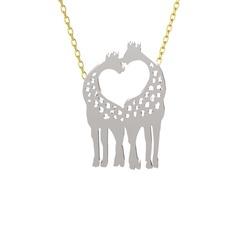 Kalpli Zürafa Kolye - 18 ayar beyaz altın kolye (40 cm altın rolo zincir) #1c4t1yw