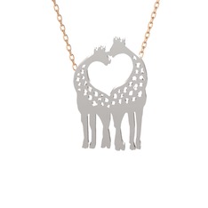 Kalpli Zürafa Kolye - 8 ayar beyaz altın kolye (40 cm gümüş rolo zincir) #ajcx6n