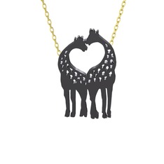Kalpli Zürafa Kolye - 925 ayar siyah rodyum kaplama gümüş kolye (40 cm altın rolo zincir) #soyata