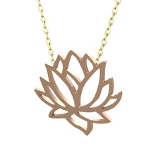 Lotus Çiçeği Kolye - 18 ayar rose altın kolye (40 cm altın rolo zincir) #17lotig