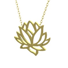 Lotus Çiçeği Kolye - 8 ayar altın kolye (40 cm altın rolo zincir) #1i2gnxw