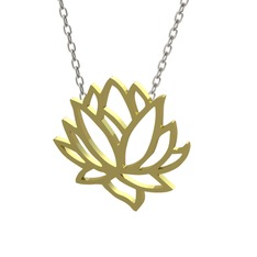 Lotus Çiçeği Kolye - 8 ayar altın kolye (40 cm beyaz altın rolo zincir) #68grov