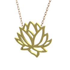 Lotus Çiçeği Kolye - 8 ayar altın kolye (40 cm rose altın rolo zincir) #adjoz7