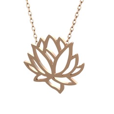 Lotus Çiçeği Kolye - 8 ayar rose altın kolye (40 cm rose altın rolo zincir) #sm5rho