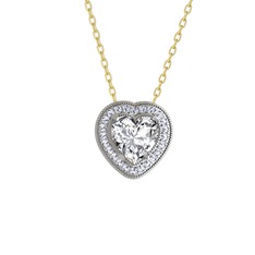 Esinti Kalp Kolye - Swarovski 925 ayar gümüş kolye (40 cm altın rolo zincir) #19if5od