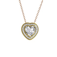 Esinti Kalp Kolye - Swarovski 8 ayar altın kolye (40 cm gümüş rolo zincir) #1fx91qh