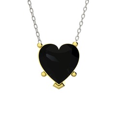 Ena Kalp Kolye - Siyah zirkon 8 ayar altın kolye (40 cm beyaz altın rolo zincir) #11gigjl