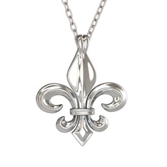 Fleur de Lis Kolye - 8 ayar beyaz altın kolye (40 cm beyaz altın rolo zincir) #12hjryv