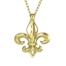 Fleur de Lis Kolye - 14 ayar altın kolye (40 cm gümüş rolo zincir) #186u1zr