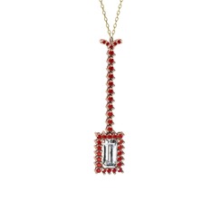 Via Kolye - Swarovski ve garnet 18 ayar rose altın kolye (40 cm altın rolo zincir) #16jaylh