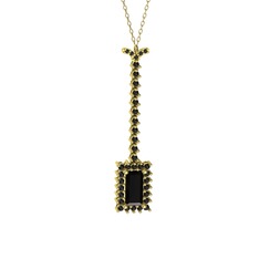 Via Kolye - Siyah zirkon 18 ayar altın kolye (40 cm altın rolo zincir) #18evhny