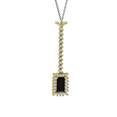 Via Kolye - Siyah zirkon ve swarovski 8 ayar altın kolye (40 cm gümüş rolo zincir) #1nlzeje