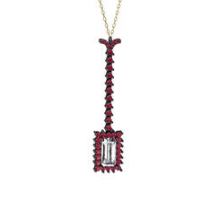 Via Kolye - Swarovski ve rodolit garnet 925 ayar siyah rodyum kaplama gümüş kolye (40 cm gümüş rolo zincir) #9cjuoa