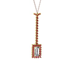 Swarovski ve rodolit garnet 14 ayar altın kolye (40 cm gümüş rolo zincir)