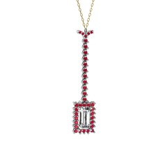 Via Kolye - Swarovski ve rodolit garnet 8 ayar beyaz altın kolye (40 cm altın rolo zincir) #i9y28p