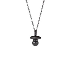 925 ayar siyah rodyum kaplama gümüş kolye (40 cm gümüş rolo zincir)