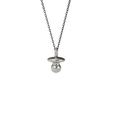 Emzik Kolye - 8 ayar beyaz altın kolye (40 cm gümüş rolo zincir) #q910sf