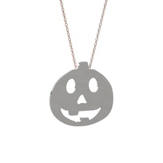 Balkabağı Emoji Kolye - 925 ayar gümüş kolye (40 cm gümüş rolo zincir) #11g424d