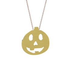 Balkabağı Emoji Kolye - 925 ayar altın kaplama gümüş kolye (40 cm rose altın rolo zincir) #145x0nk