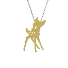 Bambi Kolye - 18 ayar altın kolye (40 cm rose altın rolo zincir) #1lt7tu1
