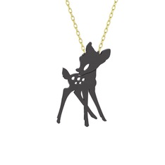 Bambi Kolye - 925 ayar siyah rodyum kaplama gümüş kolye (40 cm gümüş rolo zincir) #jcztsv