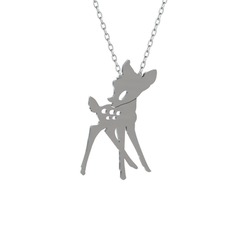 Bambi Kolye - 14 ayar beyaz altın kolye (40 cm beyaz altın rolo zincir) #m2ams9