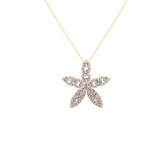 Swarovski 925 ayar rose altın kaplama gümüş kolye (40 cm altın rolo zincir)