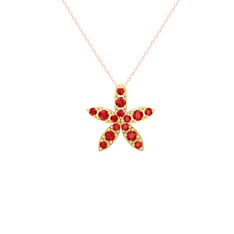 Yasemin Çiçeği Kolye - Garnet 14 ayar altın kolye (40 cm rose altın rolo zincir) #1biizun