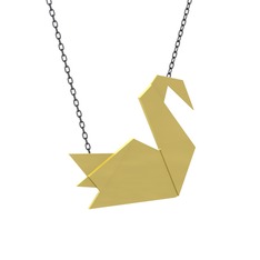 Origami Kuğu Kolye - 8 ayar altın kolye (40 cm gümüş rolo zincir) #1k7f4r9