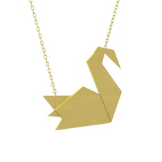 Origami Kuğu Kolye - 18 ayar altın kolye (40 cm altın rolo zincir) #1lcdac8