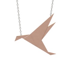 Origami Kuş Kolye - 8 ayar rose altın kolye (40 cm gümüş rolo zincir) #1cuib90