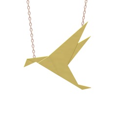 Origami Kuş Kolye - 925 ayar altın kaplama gümüş kolye (40 cm rose altın rolo zincir) #kf7zn2