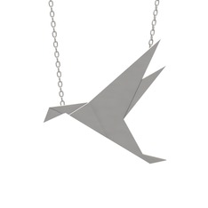 Origami Kuş Kolye - 8 ayar beyaz altın kolye (40 cm beyaz altın rolo zincir) #l6c2bw