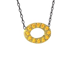Sitrin 8 ayar altın kolye (40 cm gümüş rolo zincir)